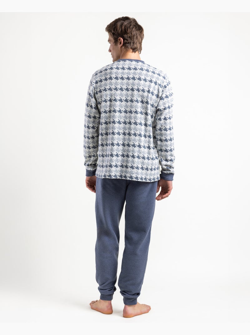 ADMAS MAGNIFIC Pijama Manga Larga Pico Blue Milano para Hombre Azul - Kiabi