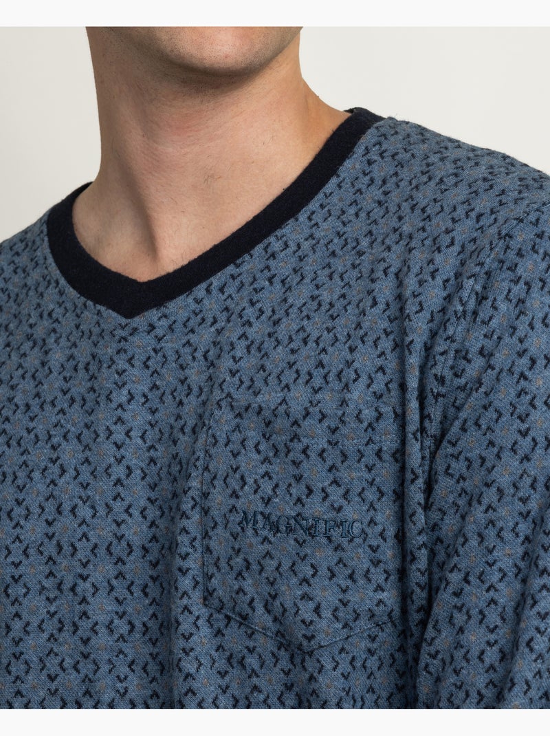 ADMAS MAGNIFIC Pijama Manga Larga Pico Stellar para Hombre Azul - Kiabi