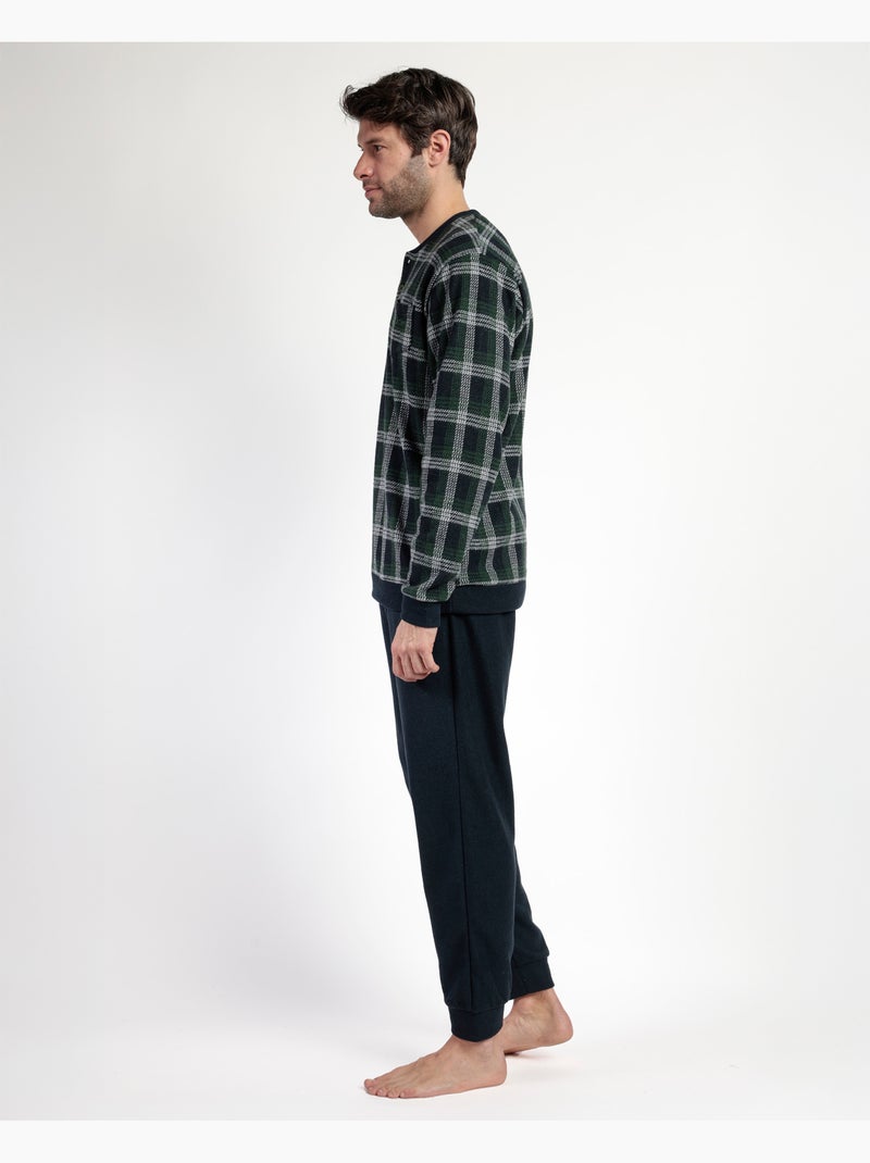 ADMAS MAGNIFIC Pijama Manga Larga Tapeta Smeraldo para Hombre Azul marino - Kiabi