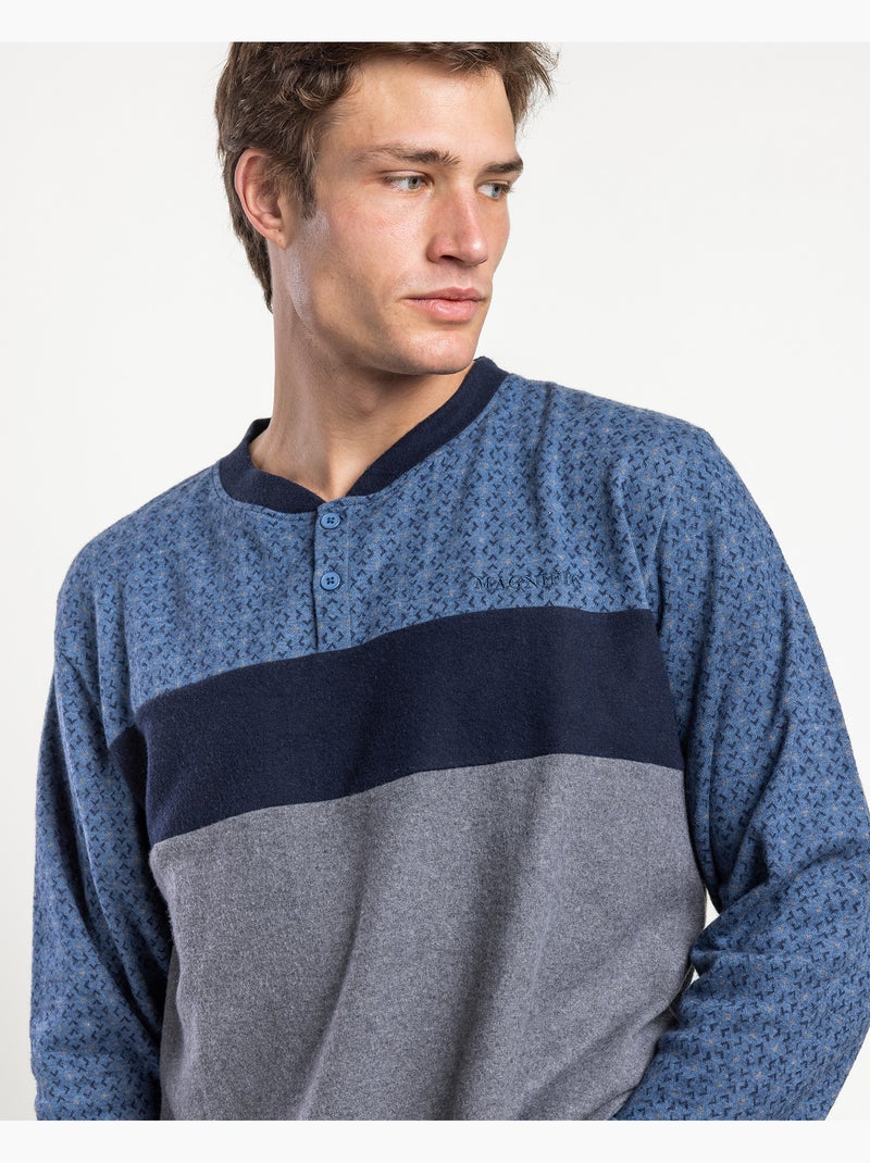 ADMAS MAGNIFIC Pijama Manga Larga Tapeta Stellar para Hombre Azul - Kiabi