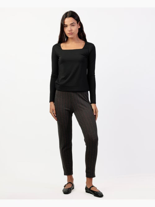 ADMAS Pantalón Elástico Largo Diplomático Rayas para Mujer - Kiabi
