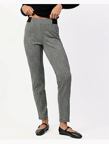 ADMAS Pantalón Elástico Largo Grey Checked para Mujer