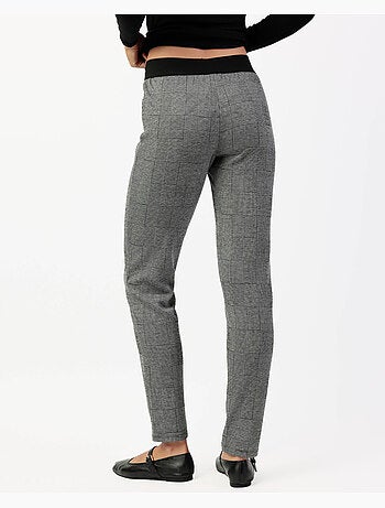 ADMAS Pantalón Elástico Largo Grey Checked para Mujer