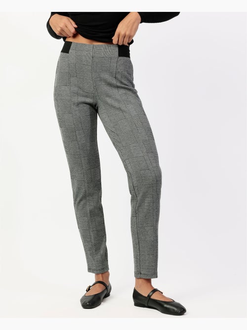 ADMAS Pantalón Elástico Largo Grey Checked para Mujer - Kiabi