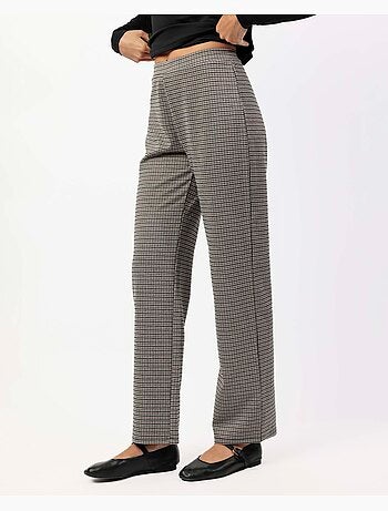 ADMAS Pantalón Elástico Largo Micro Cuadros para Mujer