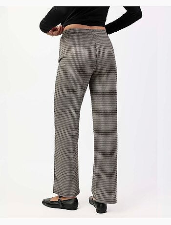 ADMAS Pantalón Elástico Largo Micro Cuadros para Mujer
