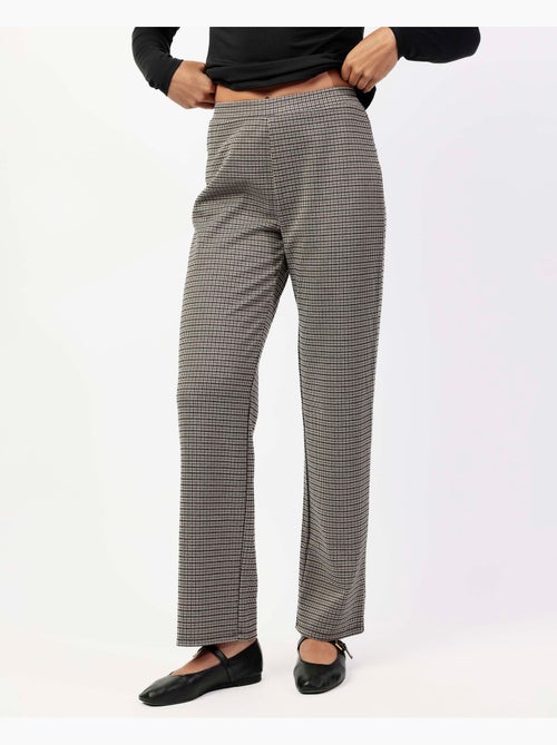 ADMAS Pantalón Elástico Largo Micro Cuadros para Mujer - Kiabi