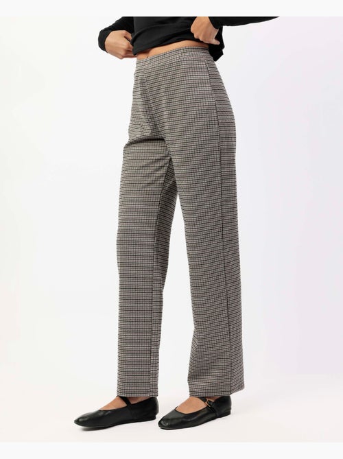 ADMAS Pantalón Elástico Largo Micro Cuadros para Mujer - Kiabi
