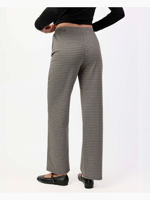 ADMAS Pantalón Elástico Largo Micro Cuadros para Mujer - Kiabi