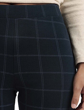 ADMAS Pantalón Elástico Largo Navy Checks para Mujer