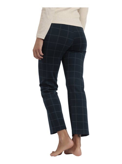ADMAS Pantalón Elástico Largo Navy Checks para Mujer - Kiabi