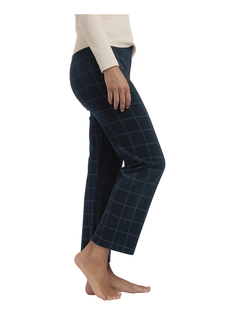 ADMAS Pantalón Elástico Largo Navy Checks para Mujer Azul marino - Kiabi