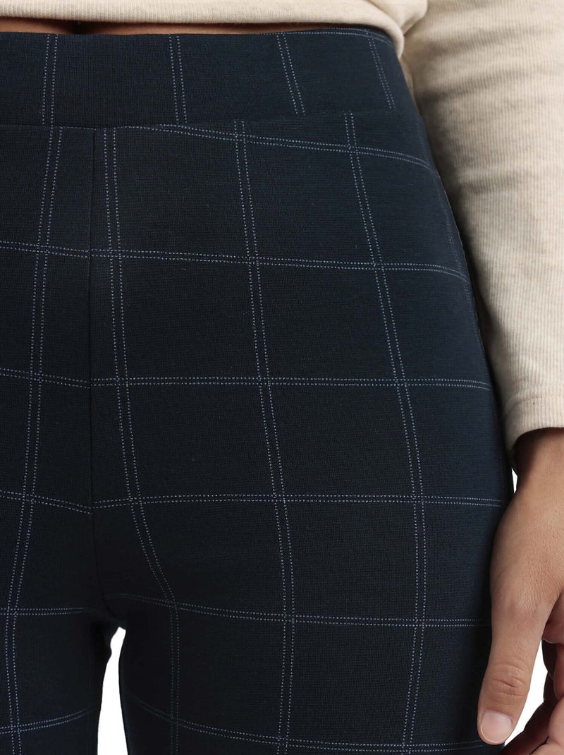 ADMAS Pantalón Elástico Largo Navy Checks para Mujer Azul marino - Kiabi