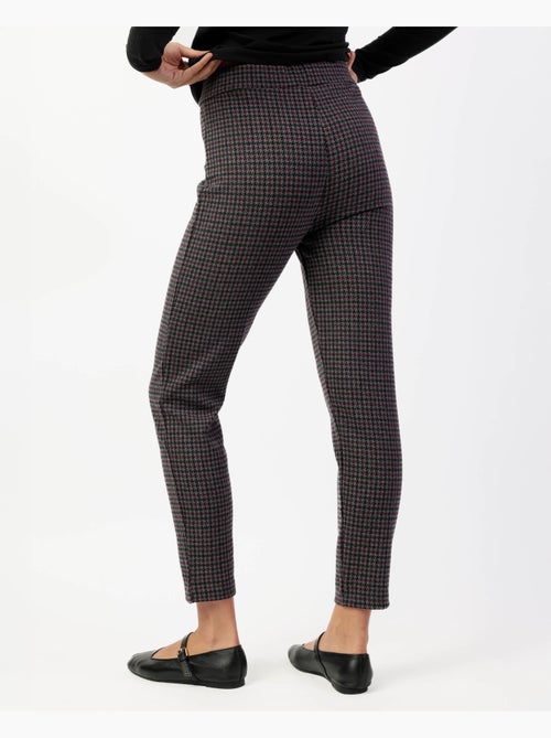 ADMAS Pantalón Elástico Largo Pata de Gallo Granate para Mujer - Kiabi