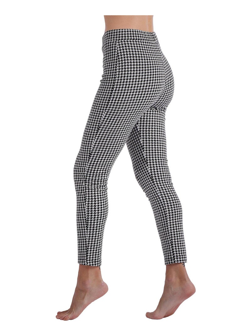 ADMAS Pantalón Elástico Largo Pata de Gallo para Mujer Crudo - Kiabi