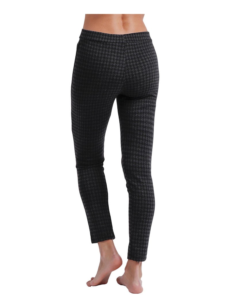 ADMAS Pantalón Elástico Largo Pata de Gallo para Mujer Gris - Kiabi