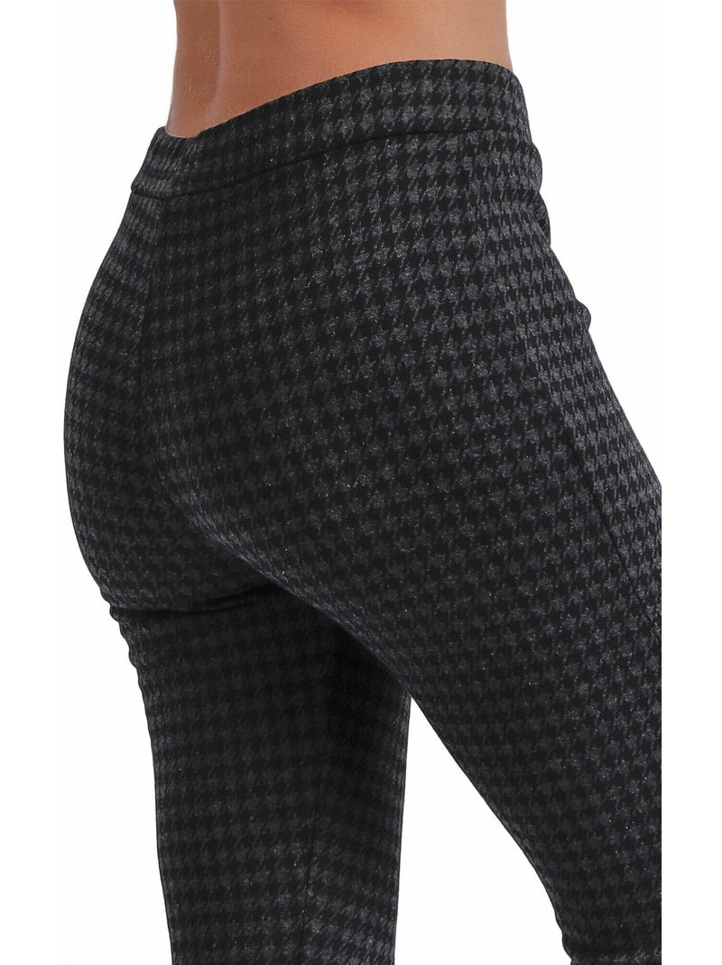 ADMAS Pantalón Elástico Largo Pata de Gallo para Mujer Gris - Kiabi