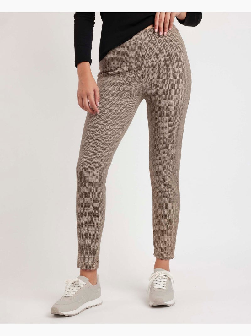 ADMAS Pantalón Elástico Largo Spiga para Mujer Beige - Kiabi