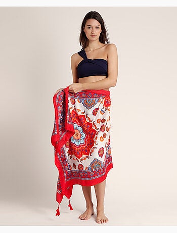 ADMAS Pareo Mandala Rojo para Mujer