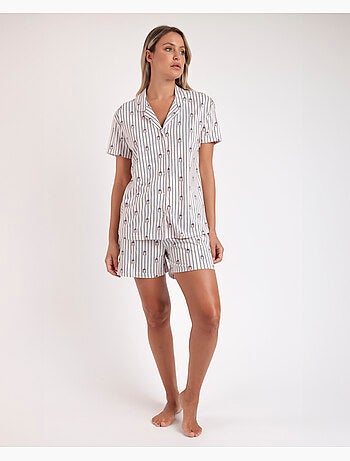 ADMAS Pijama Abierto Manga Corta Beach Life para Mujer