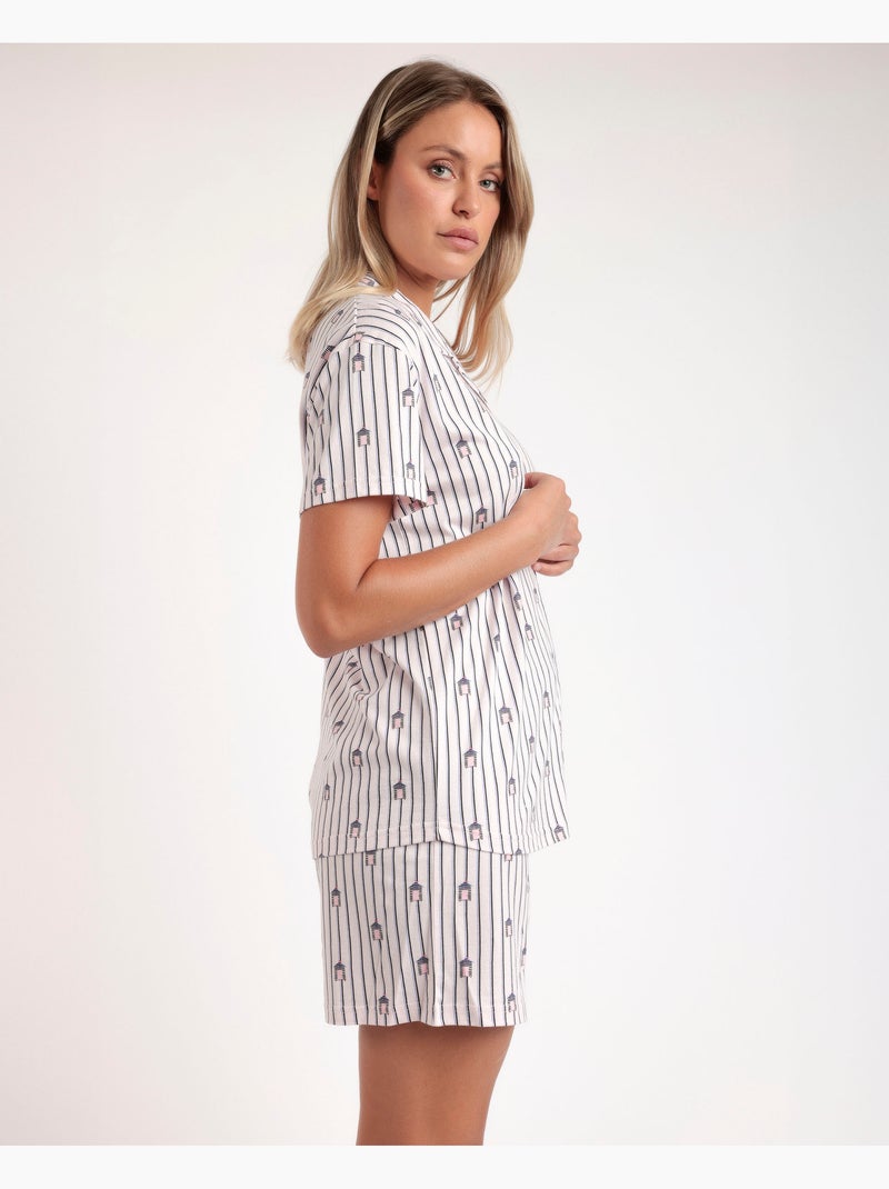 ADMAS Pijama Abierto Manga Corta Beach Life para Mujer Rosa - Kiabi