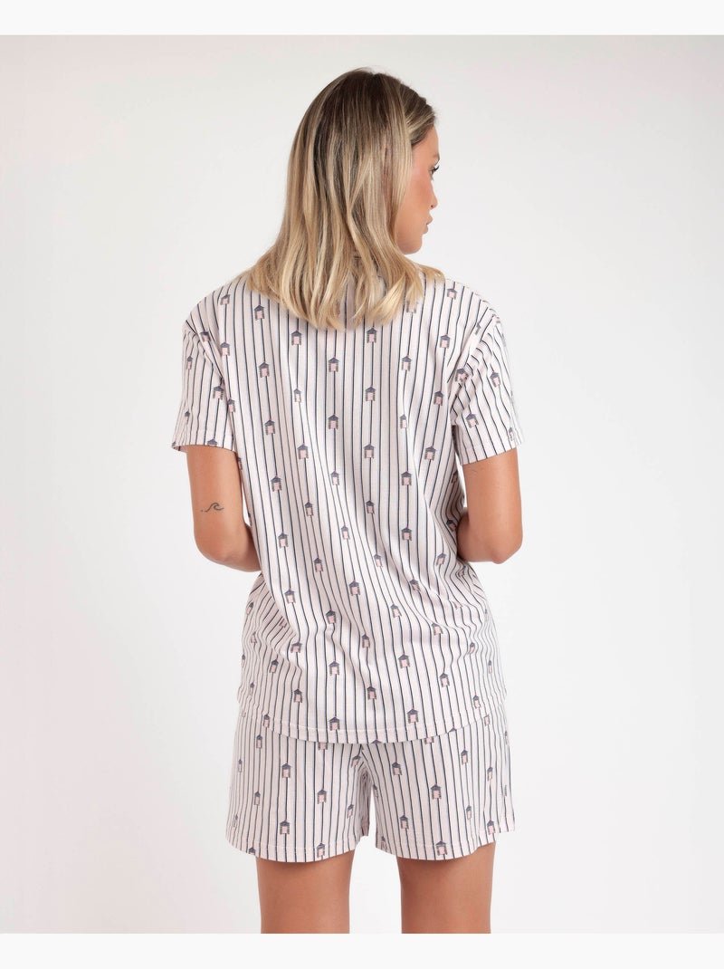 ADMAS Pijama Abierto Manga Corta Beach Life para Mujer Rosa - Kiabi