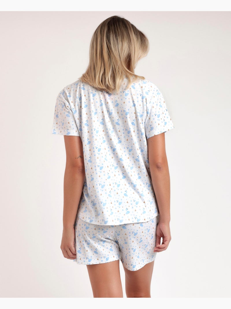 ADMAS Pijama Abierto Manga Corta Dancing With Swans para Mujer Azul - Kiabi