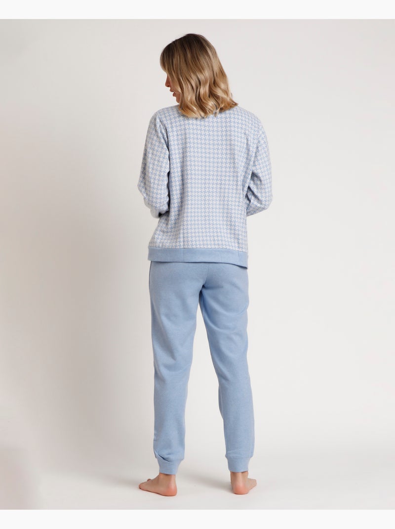 ADMAS Pijama Abierto Manga Larga Punto Milano Dream para Mujer Azul - Kiabi