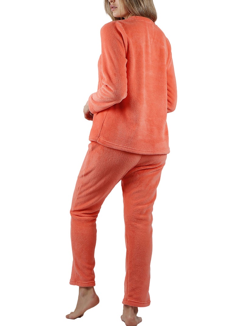 ADMAS Pijama Calentito Manga Larga Hello Winter para Mujer Naranja coral - Kiabi