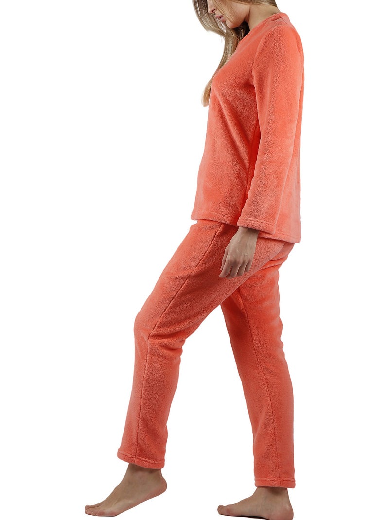 ADMAS Pijama Calentito Manga Larga Hello Winter para Mujer Naranja coral - Kiabi