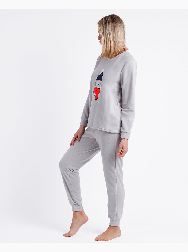 ADMAS Pijama Calentito Manga Larga Morning Mouse para Mujer Gris - Kiabi