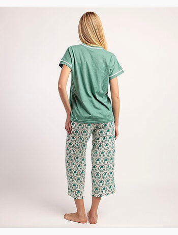 ADMAS Pijama Manga Caída Palm Mosaic para Mujer