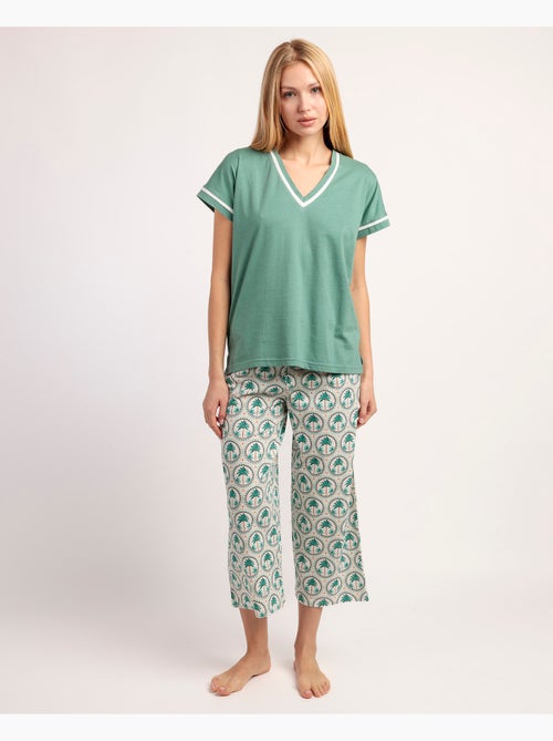 ADMAS Pijama Manga Caída Palm Mosaic para Mujer - Kiabi