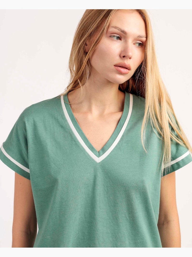 ADMAS Pijama Manga Caída Palm Mosaic para Mujer Verde - Kiabi