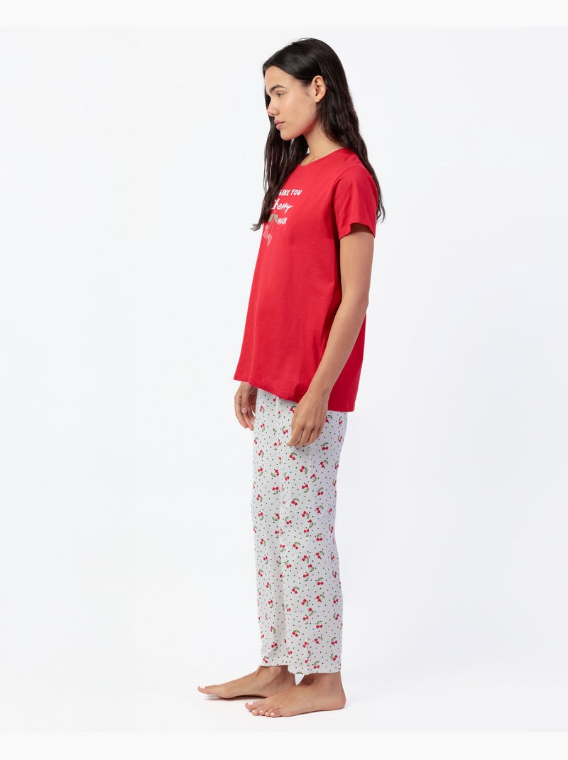 ADMAS Pijama Manga Corta Cherries para Mujer Rojo - Kiabi