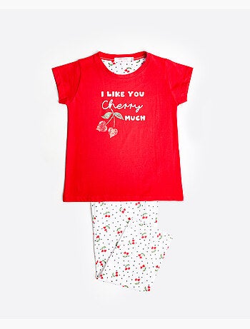 ADMAS Pijama Manga Corta Cherries para Niña