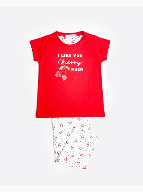 ADMAS Pijama Manga Corta Cherries para Niña - Kiabi ADMAS Pijama Manga Corta Cherries para Niña - Kiabi