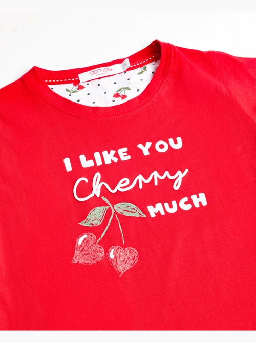 ADMAS Pijama Manga Corta Cherries para Niña - Kiabi ADMAS Pijama Manga Corta Cherries para Niña - Kiabi