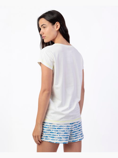 ADMAS Pijama Manga Corta Fishing Blue para Mujer - Kiabi ADMAS Pijama Manga Corta Fishing Blue para Mujer - Kiabi
