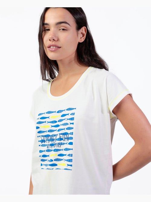 ADMAS Pijama Manga Corta Fishing Blue para Mujer - Kiabi ADMAS Pijama Manga Corta Fishing Blue para Mujer - Kiabi