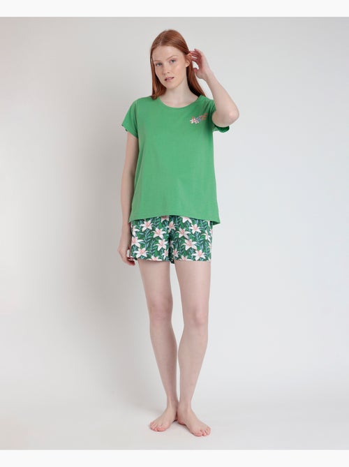 ADMAS Pijama Manga Corta Flowers In The Sun para Mujer - Kiabi ADMAS Pijama Manga Corta Flowers In The Sun para Mujer - Kiabi