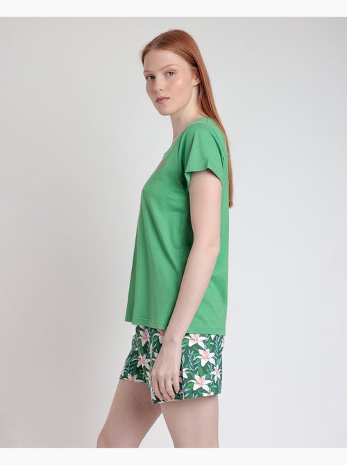 ADMAS Pijama Manga Corta Flowers In The Sun para Mujer - Kiabi ADMAS Pijama Manga Corta Flowers In The Sun para Mujer - Kiabi