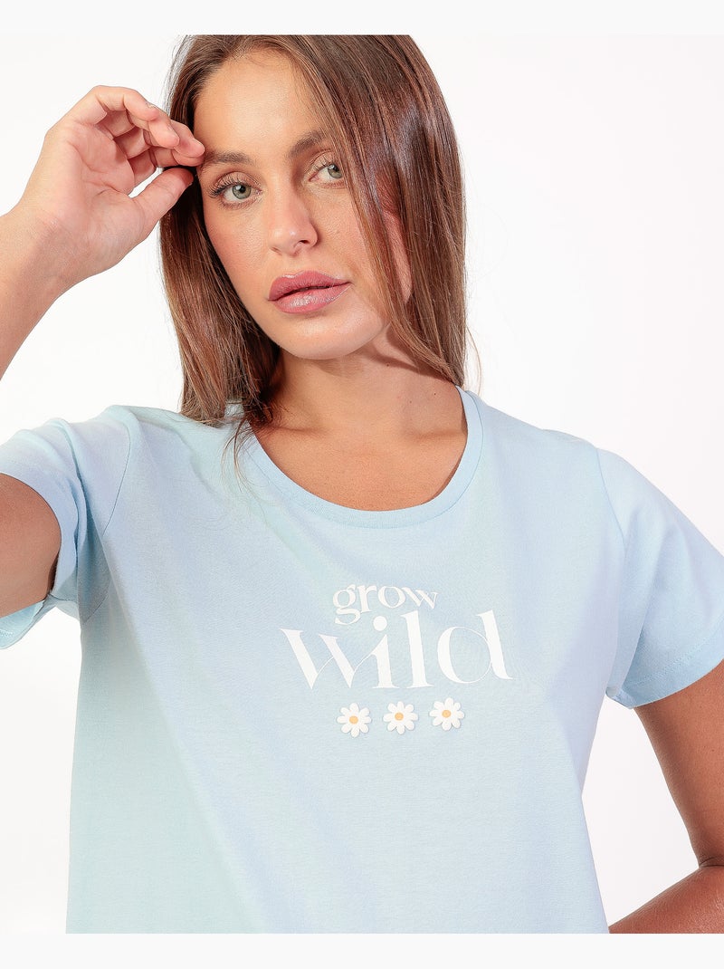 ADMAS Pijama Manga Corta Grow Wild para Mujer Azul - Kiabi