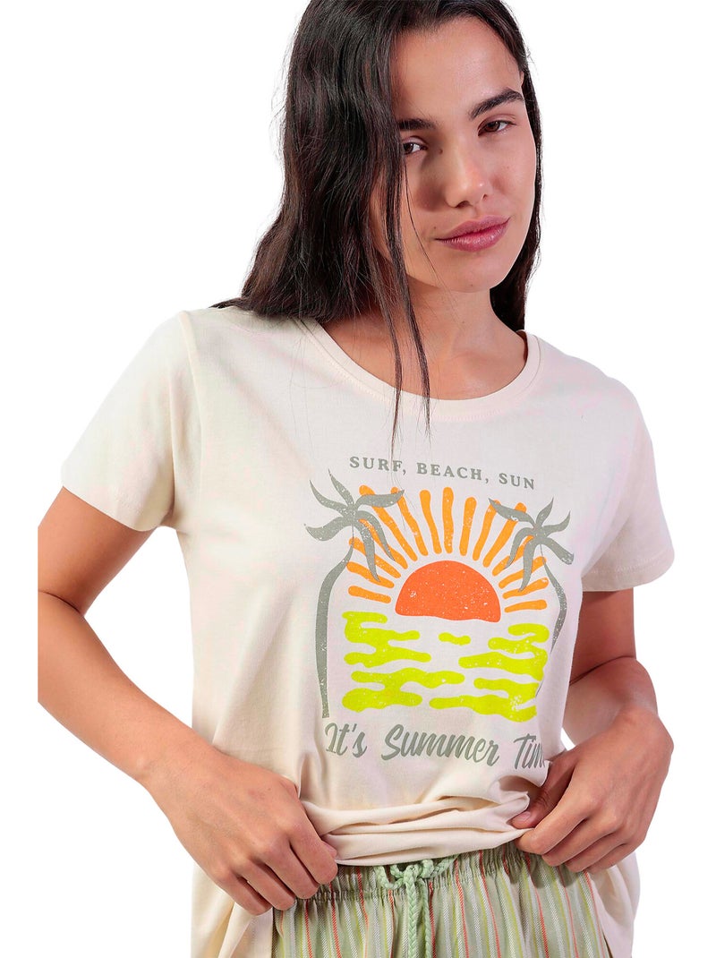 ADMAS Pijama Manga Corta It S Summer Time para Mujer Crudo - Kiabi