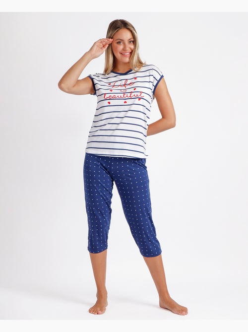 ADMAS Pijama Manga Corta Life Is Beautiful para Mujer - Kiabi ADMAS Pijama Manga Corta Life Is Beautiful para Mujer - Kiabi