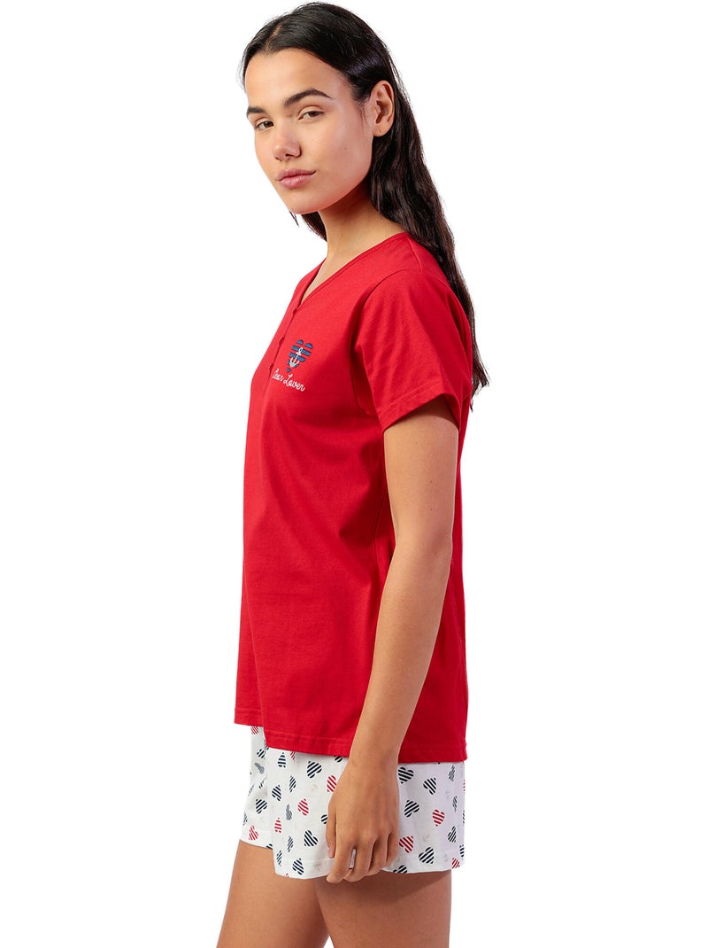 ADMAS Pijama Manga Corta Ocean Lover para Mujer Rojo - Kiabi