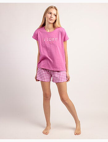 ADMAS Pijama Manga Corta Pink Vichy Mood para Mujer