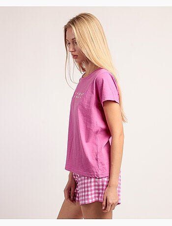 ADMAS Pijama Manga Corta Pink Vichy Mood para Mujer