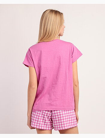 ADMAS Pijama Manga Corta Pink Vichy Mood para Mujer
