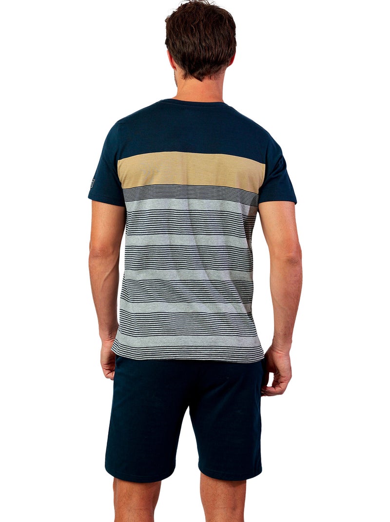 ADMAS Pijama Manga Corta Rayas Sublime Experiences para Hombre Azul marino - Kiabi